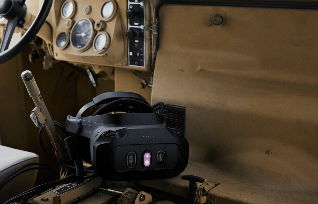 Varjo XR-4 headset in a vehicle