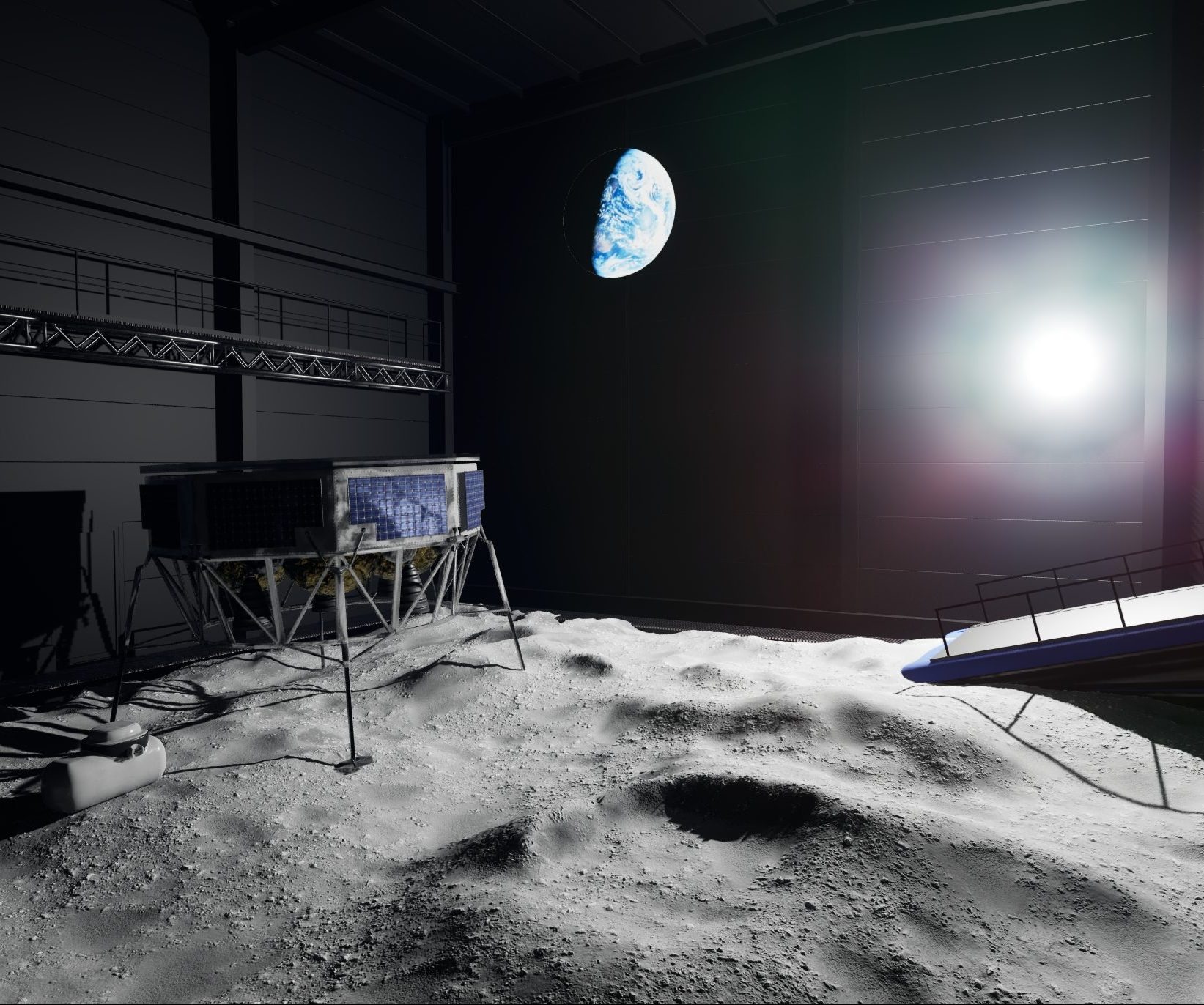 Moon landing training area for XR astronaut training
