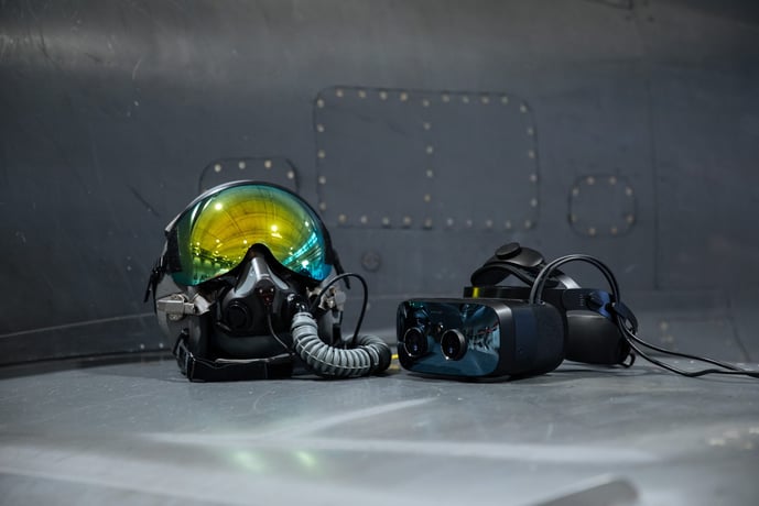 A pilot mask and a VR headset