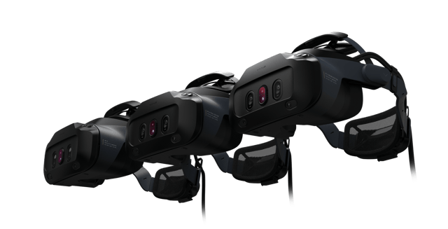 Three Varjo XR-4 Series headsets