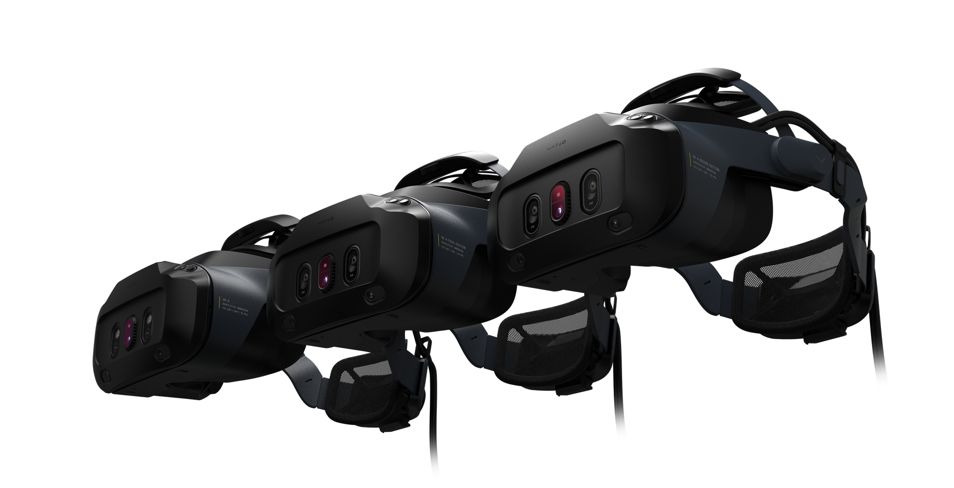Three Varjo XR-4 Series headsets